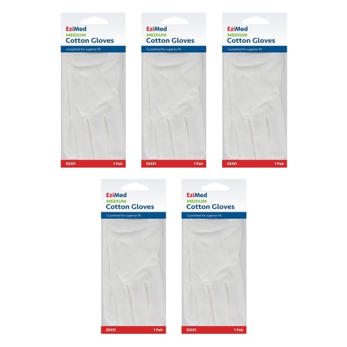 EziMed Cotton Gloves Medium Pack of 5