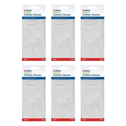EziMed Cotton Gloves Medium Pack of 6