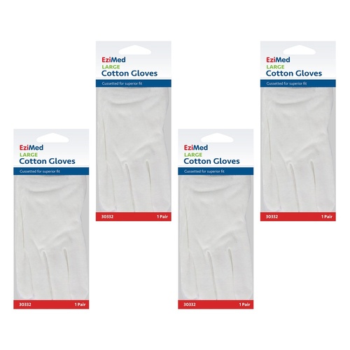 EziMed Cotton Gloves Large Pack of 4