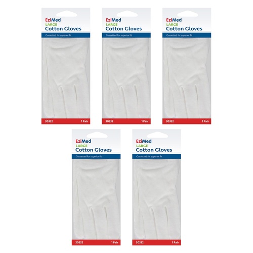 EziMed Cotton Gloves Large Pack of 5