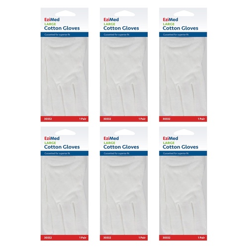 EziMed Cotton Gloves Large Pack of 6