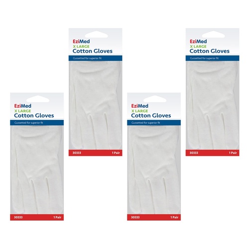 EziMed Cotton Gloves X-Large Pack of 4