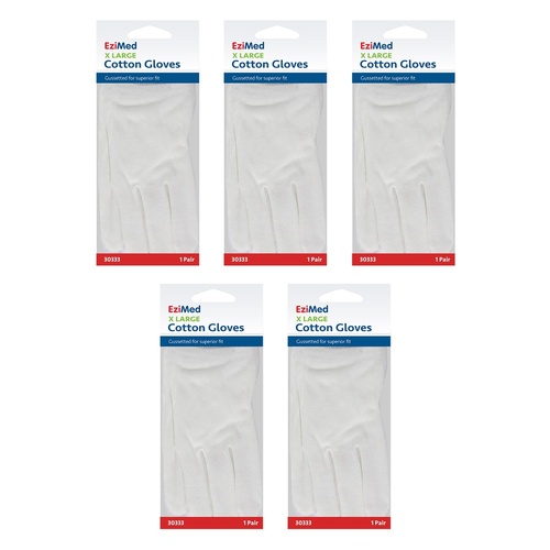 EziMed Cotton Gloves X-Large Pack of 5