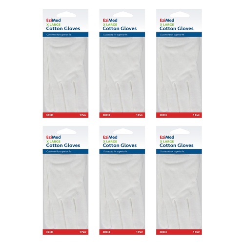EziMed Cotton Gloves X-Large Pack of 6