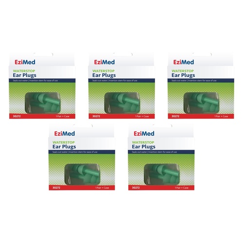EziMed Waterstop Ear Plugs x 6 Bundle of 5