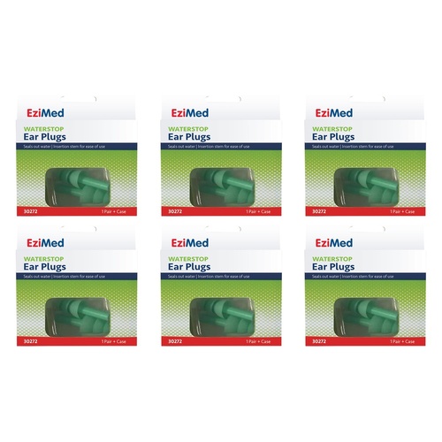 EziMed Waterstop Ear Plugs x 6 Bundle of 6