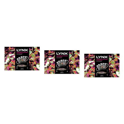 Lynx Leather & Cookies Collection Body Spray Gift Set Five Piece Pack of 3