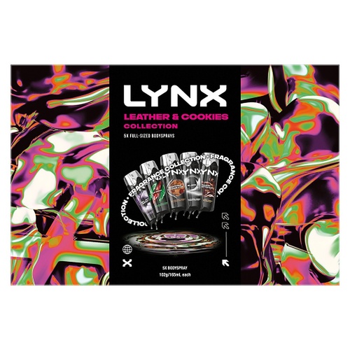 Lynx Leather & Cookies Collection Body Spray Gift Set Five Piece