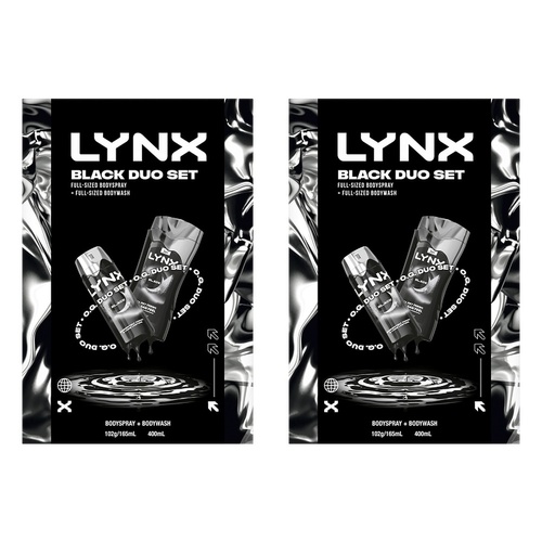 Lynx Black Duo Body Spray & Body Wash Gift Set 2 Piece Pack of 2