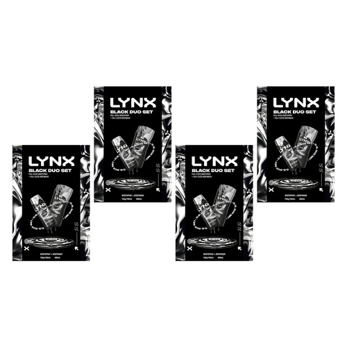 Lynx Black Duo Body Spray & Body Wash Gift Set 2 Piece Pack of 4