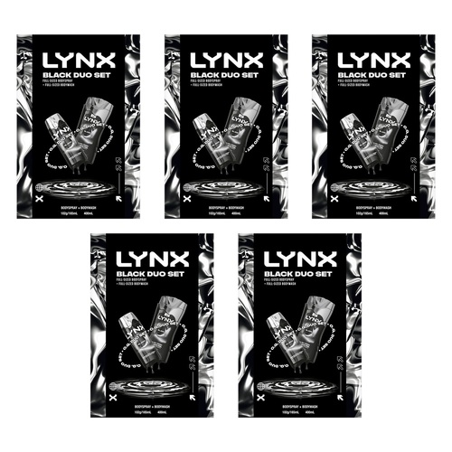 Lynx Black Duo Body Spray & Body Wash Gift Set 2 Piece Pack of 5