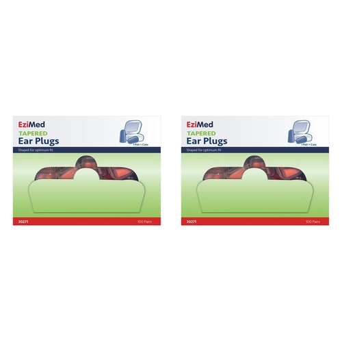 EziMed Tapered Ear Plugs Box of 100 Pairs Bundle of 2