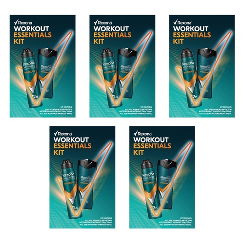 Rexona Workout Essentials Kit Antiperspirant & Body Wash 2 Piece Pack of 5