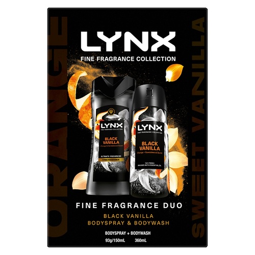 Lynx Fine Fragrance Black Vanilla Body Spray & Body Wash 3 Piece
