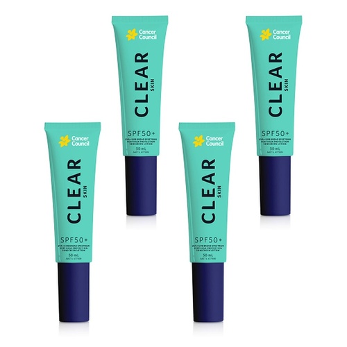 Cancer Council Clear Skin SPF50+ Sunscreen Lotion 50mL Pack of 4