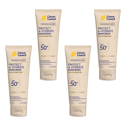 Cancer Council Protect & Hydrate Sunscreen Coconut Fragrance SPF 50+ Pack of 4