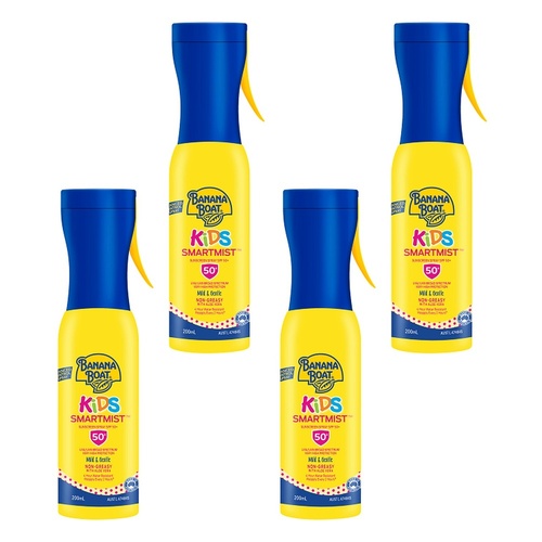 Banana Boat Kids SmartMist Sunscreen Spray SPF 50+ 200mL Pack of 4