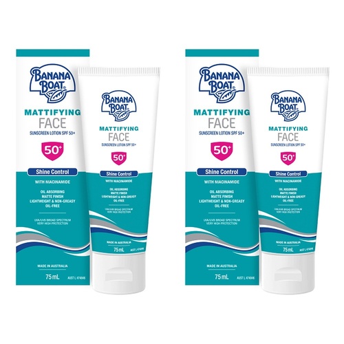 Banana Boat Mattifying Face Sunscreen Lotion SPF 50+ 75mL Pack of 2