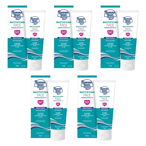 Banana Boat Mattifying Face Sunscreen Lotion SPF 50+ 75mL Pack of 5