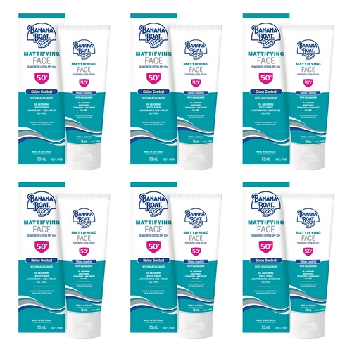 Banana Boat Mattifying Face Sunscreen Lotion SPF 50+ 75mL Pack of 6