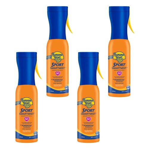 Banana Boat Sport SmartMist Sunscreen Spray SPF50+ 200mL Pack of 4