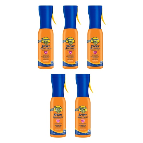 Banana Boat Sport SmartMist Sunscreen Spray SPF50+ 200mL Pack of 5