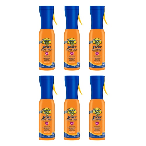 Banana Boat Sport SmartMist Sunscreen Spray SPF50+ 200mL Pack of 6