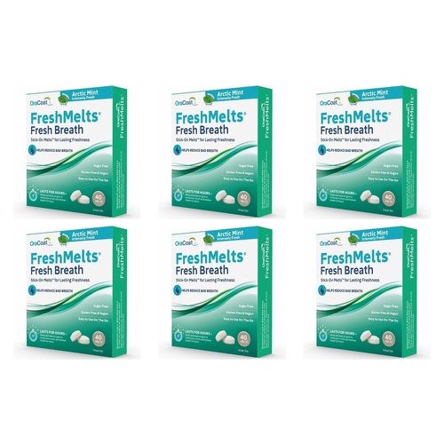 Freshmelts Arctic Mint For Bad Breath 40 Pack x 3 Bundle of 6
