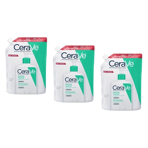 CeraVe Foaming Cleanser Eco-Recharge Refill 473mL Pack of 3