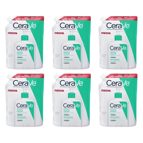CeraVe Foaming Cleanser Eco-Recharge Refill 473mL Pack of 6