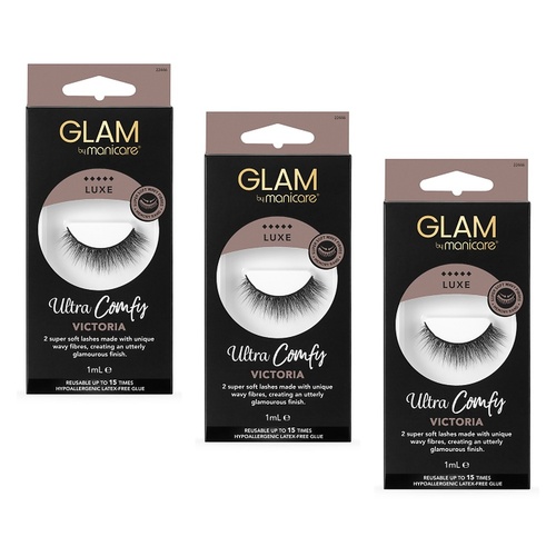 Glam by Manicare Ultra Comfy Lash Victoria Pack of 3