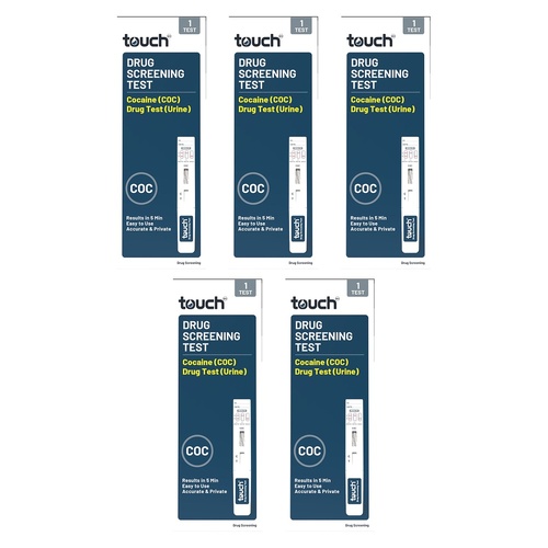 TouchBio Cocaine (COC) Urine Drug Screening Test, 1 Test Pack of 5