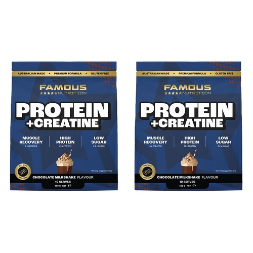 Famous Nutrition Protein and Creatine Chocolate Milkshake 400g Pack of 2