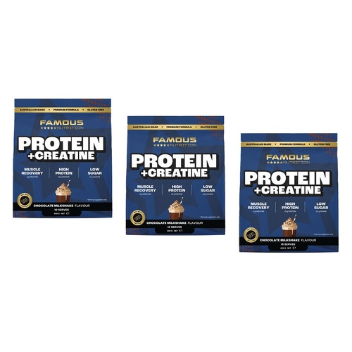 Famous Nutrition Protein and Creatine Chocolate Milkshake 400g Pack of 3