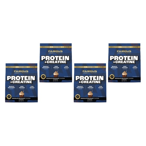 Famous Nutrition Protein and Creatine Chocolate Milkshake 400g Pack of 4