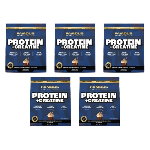 Famous Nutrition Protein and Creatine Chocolate Milkshake 400g Pack of 5