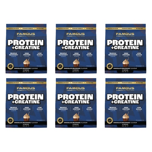 Famous Nutrition Protein and Creatine Chocolate Milkshake 400g Pack of 6
