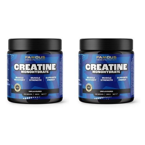 Famous Nutrition Creatine Monohydrate Powder Unflavoured 300g Pack of 2