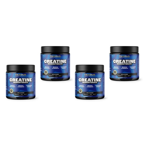 Famous Nutrition Creatine Monohydrate Powder Unflavoured 300g Pack of 4