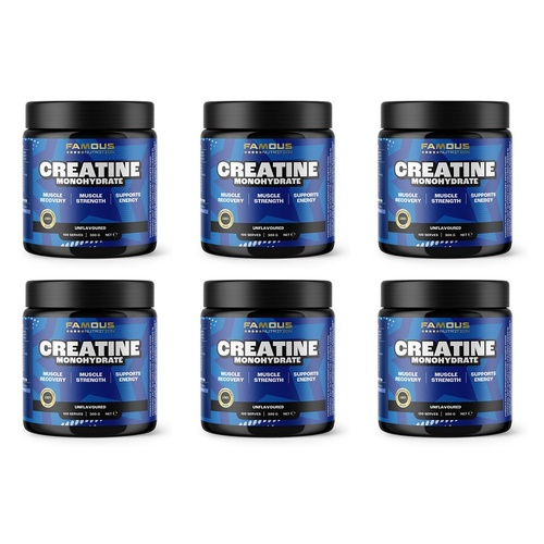 Famous Nutrition Creatine Monohydrate Powder Unflavoured 300g Pack of 6