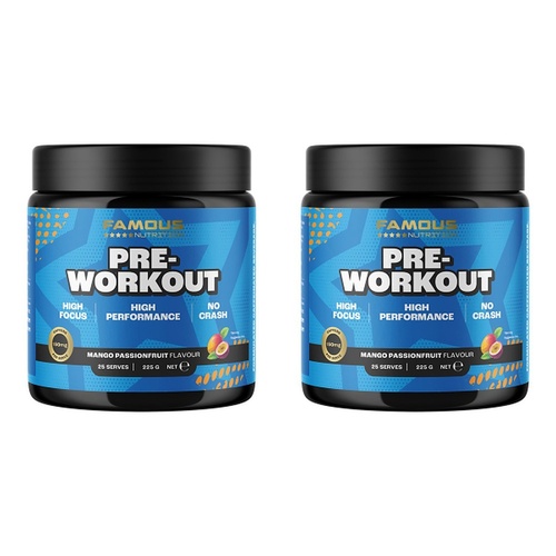Famous Nutrition Pre-Workout Mango Passion 225g Pack of 2
