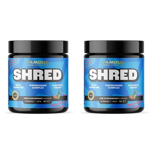 Famous Nutrition Shred Pre-Workout Pine Passion 175g Pack of 2