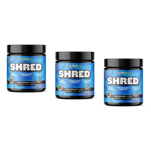Famous Nutrition Shred Pre-Workout Pine Passion 175g Pack of 3