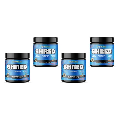 Famous Nutrition Shred Pre-Workout Pine Passion 175g Pack of 4