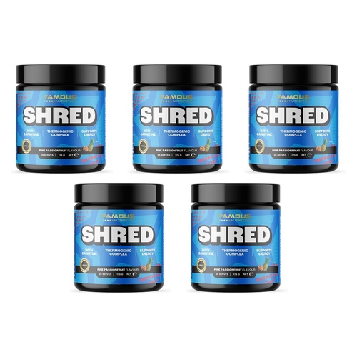 Famous Nutrition Shred Pre-Workout Pine Passion 175g Pack of 5