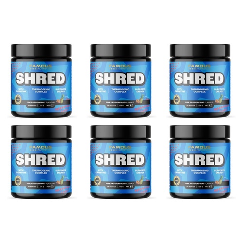 Famous Nutrition Shred Pre-Workout Pine Passion 175g Pack of 6