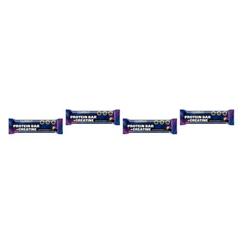 Famous Nutrition Creatine Protein Bar White Chocolate Raspberry 60g Bundle of 4