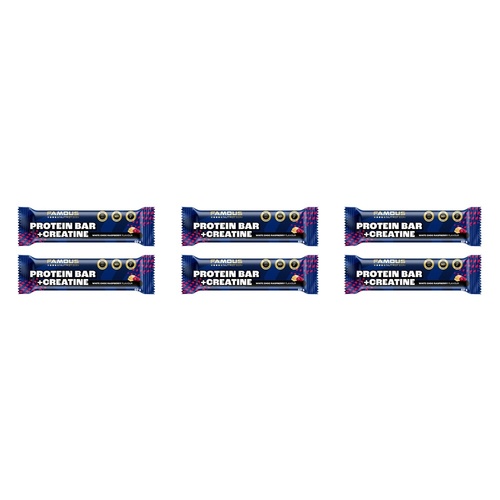Famous Nutrition Creatine Protein Bar White Chocolate Raspberry 60g Bundle of 6