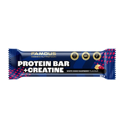 Famous Nutrition Creatine Protein Bar White Chocolate Raspberry 60g x 12