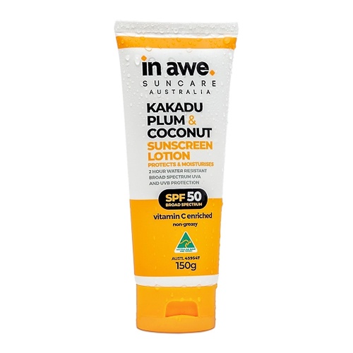 In Awe Kakadu Plum and Coconut Sunscreen Lotion SPF50+ 150g